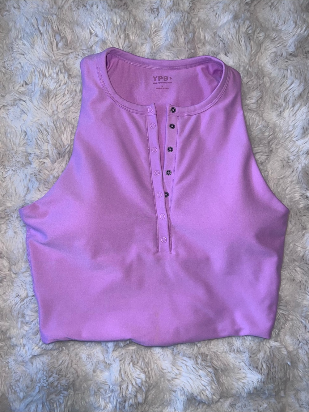 Abercrombie & Fitch YPB SculptLux snap front Henley crop tank